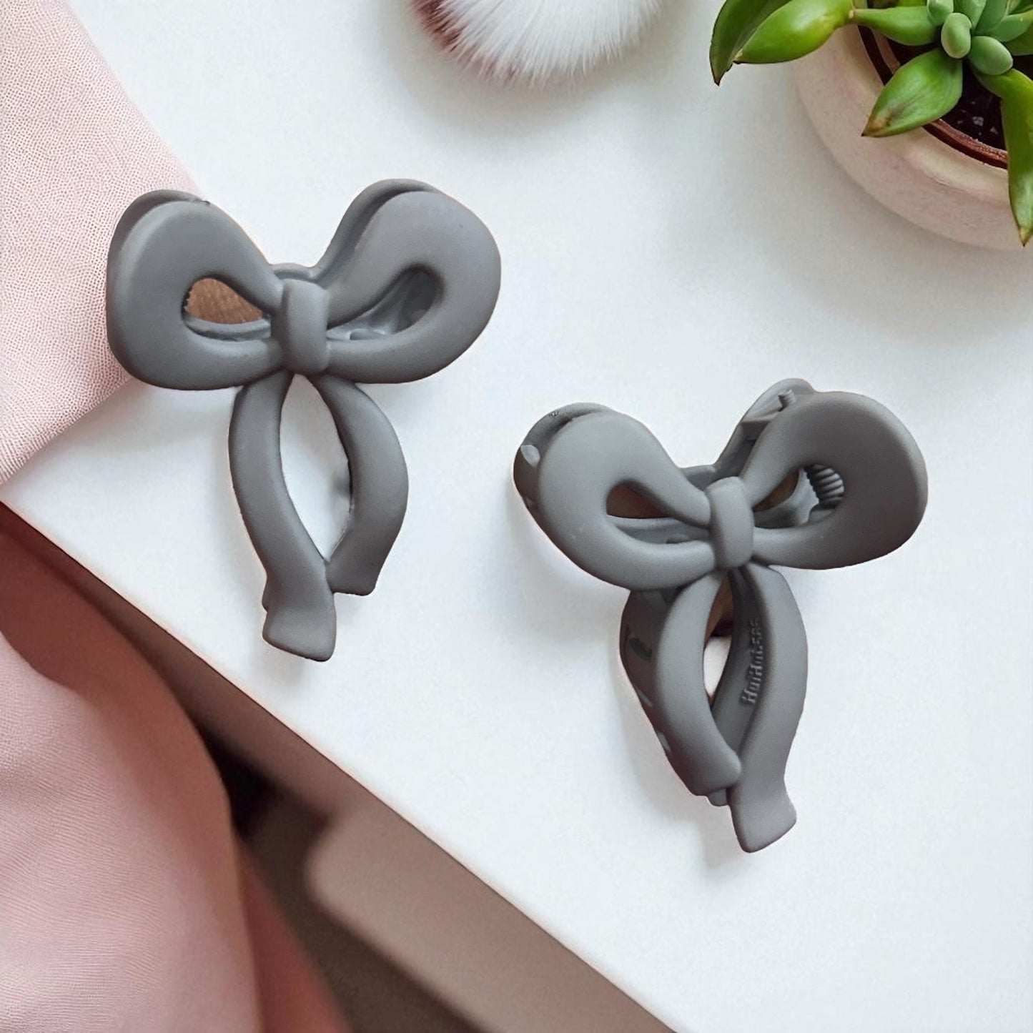 Matte Finish Korean Bow Claw Clips for Women (1 Pc)