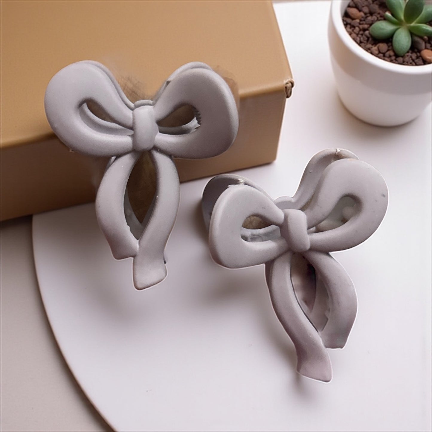 Matte Finish Korean Bow Claw Clips for Women (1 Pc)