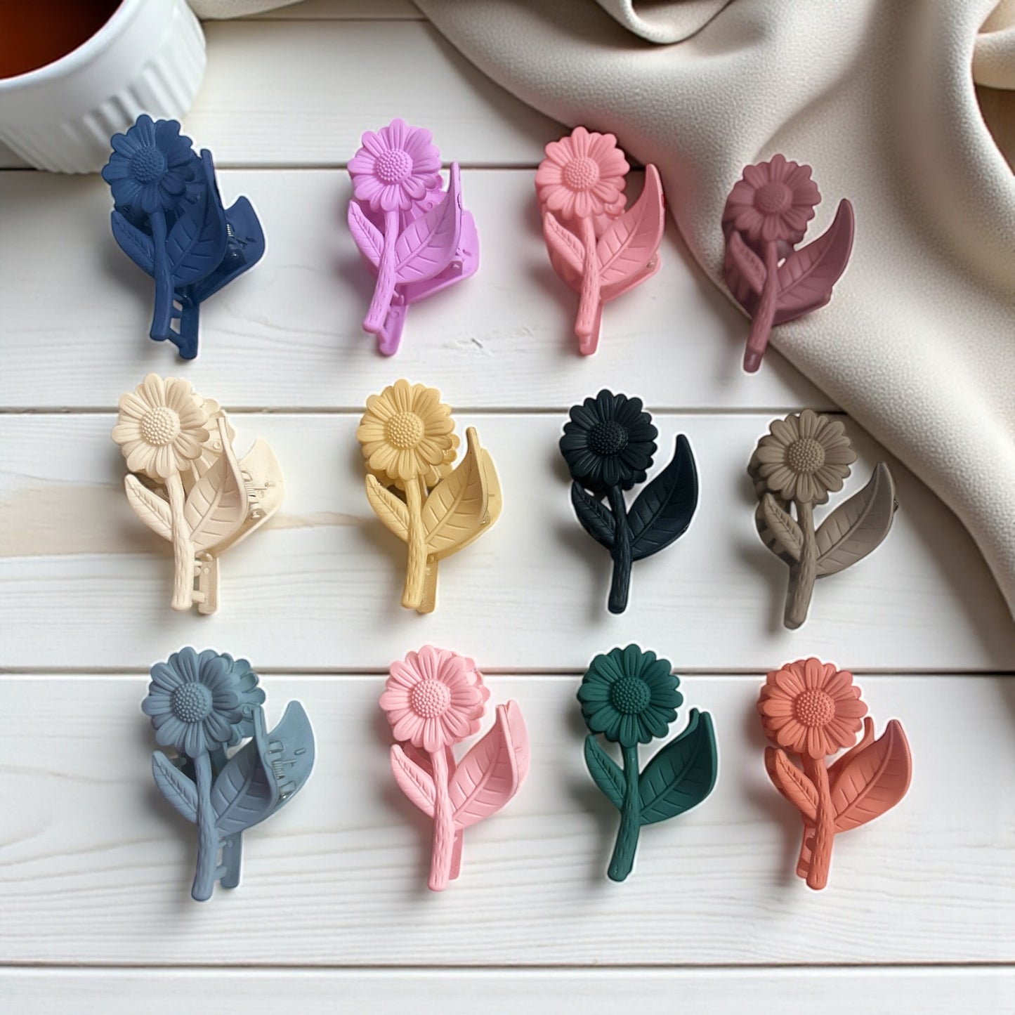 Matte Finish Sun Flower Hair Claw Clips for Women (1 Pc)