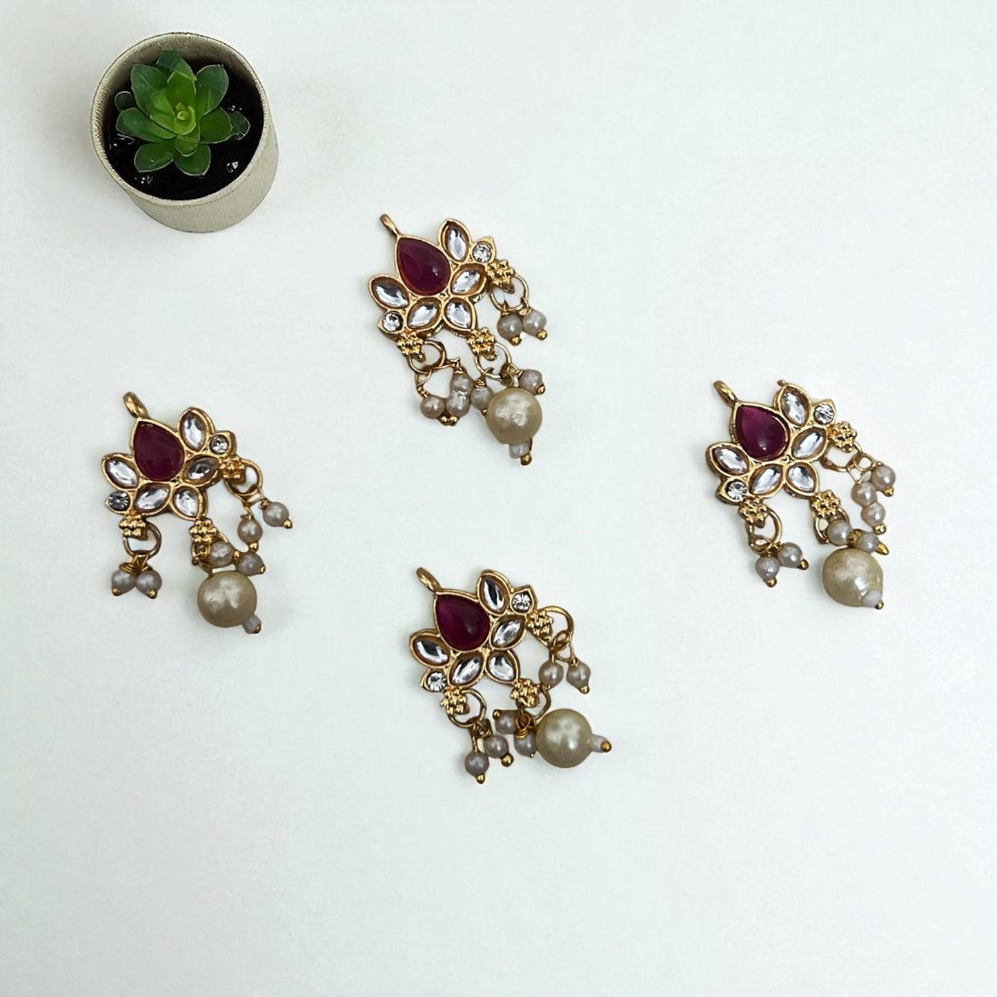 Trending Lotus Pendant with Stones & Pearls (1 PC)