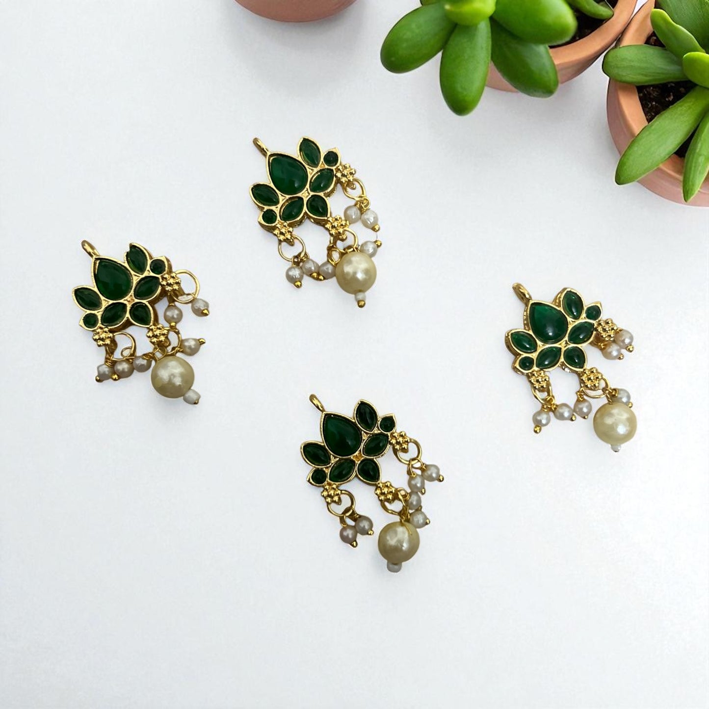 Trending Lotus Pendant with Stones & Pearls (1 PC)