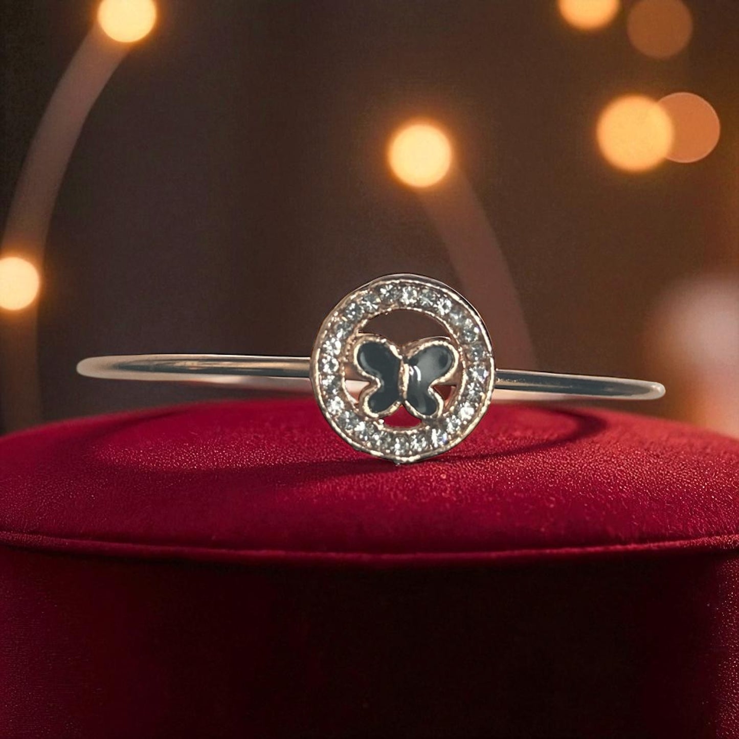 Rose Gold Finish American Diamond Stone Free Size Bracelet - Type #7