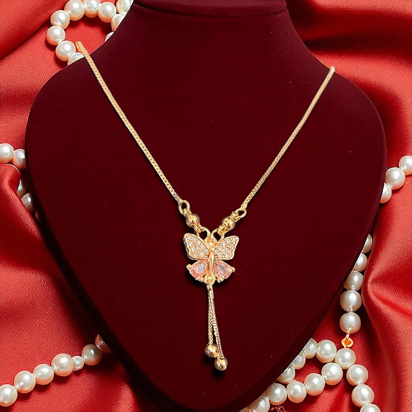Luxury Gold Plated Butterfly Stone Necklace