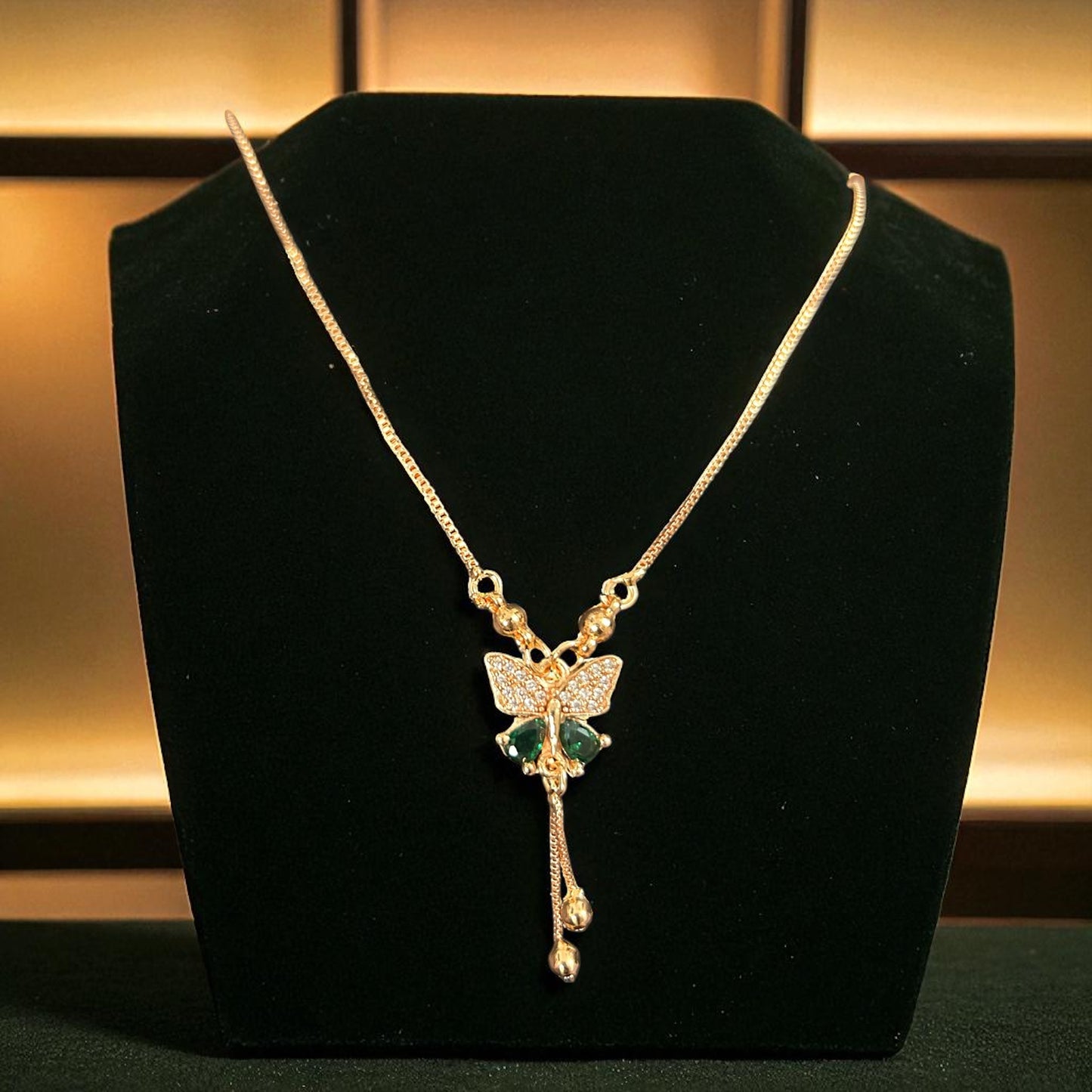 Luxury Gold Plated Butterfly Stone Necklace