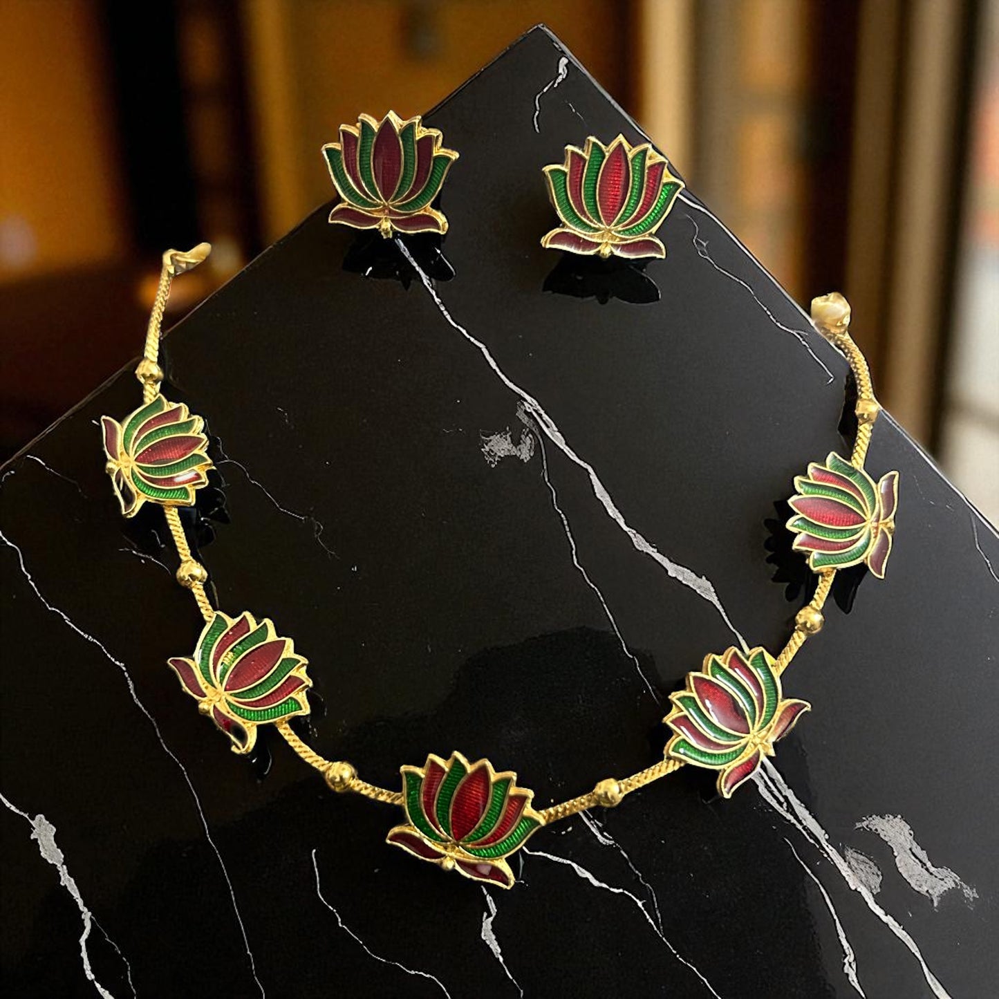 Lotus Necklace and Earring Set (Type 1)