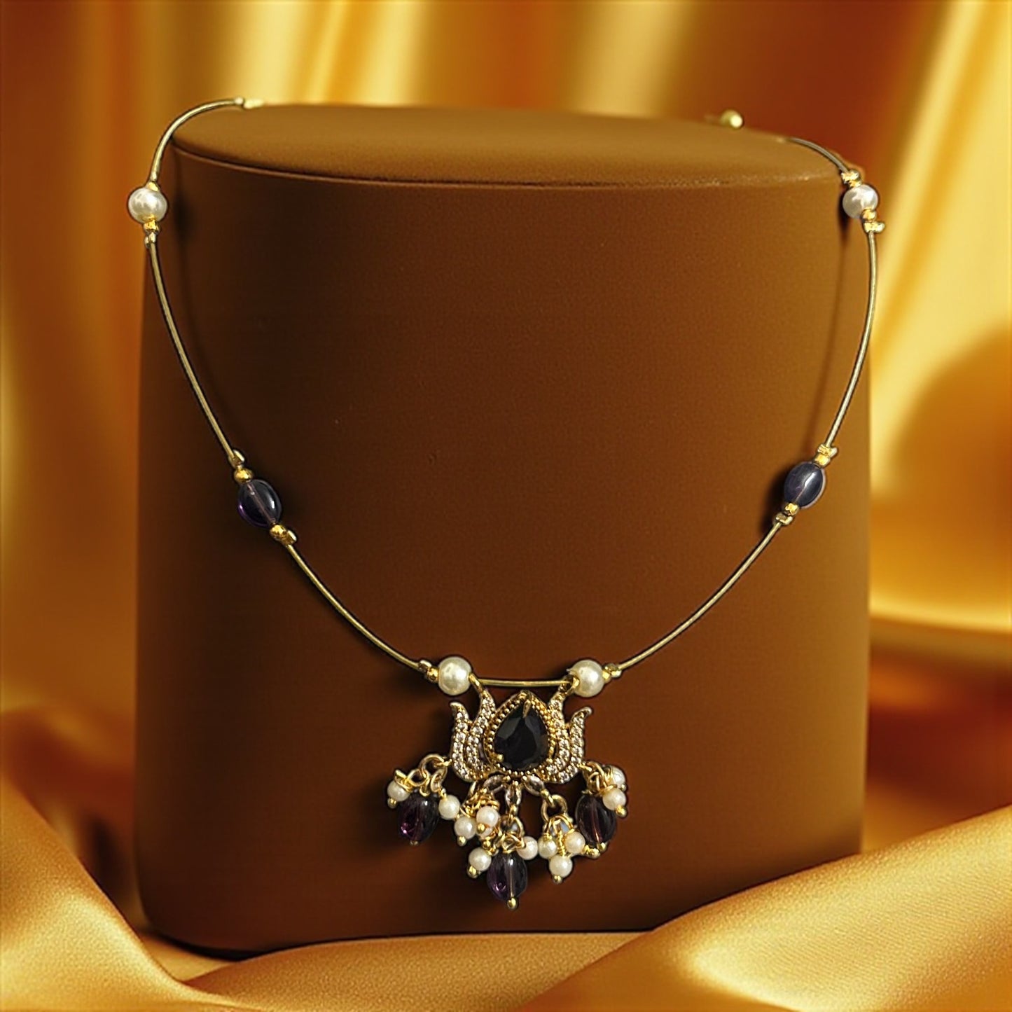 Invisible Chain Lotus Pendant Necklace – AD Stone Jewelry