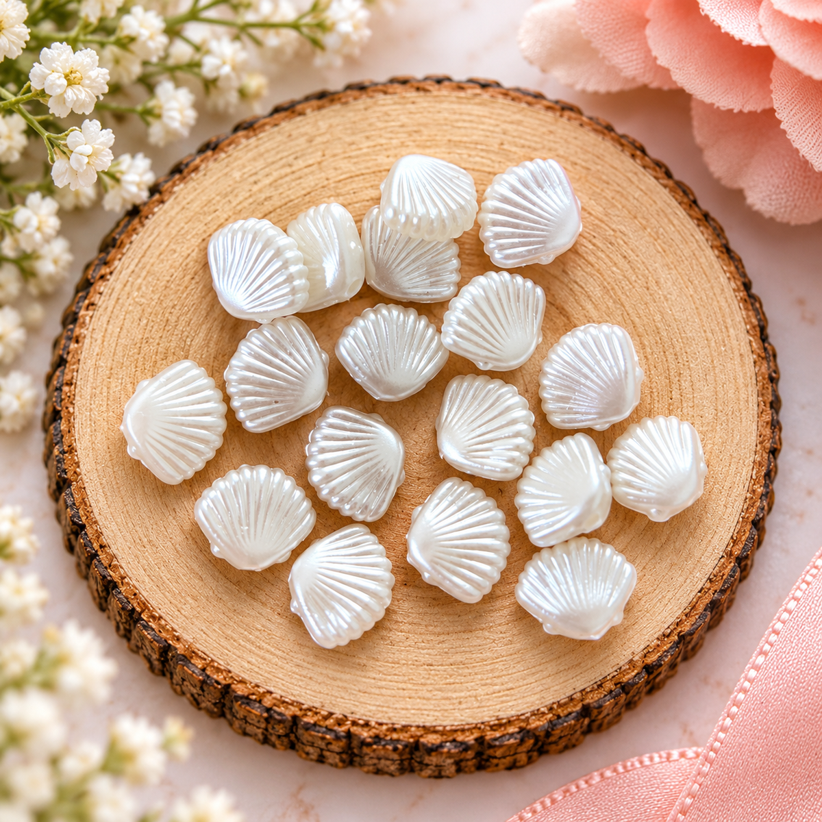 Acrylic Shell Beads (Pack of 10gms)