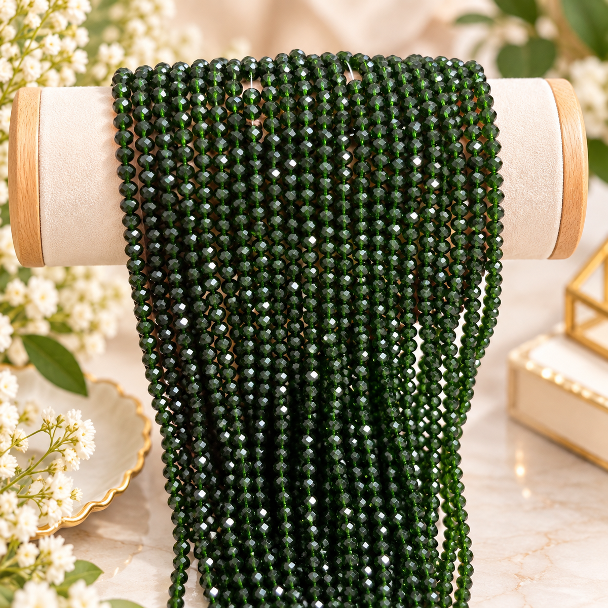 Crystal Beads 4mm - Bottle Green