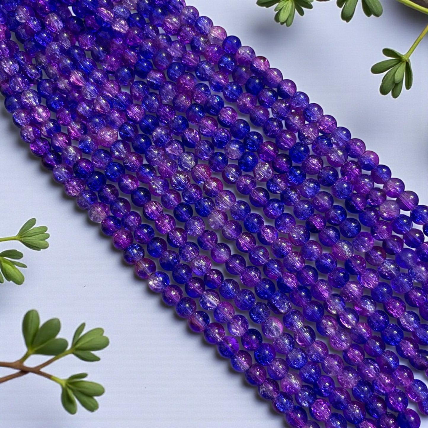 Crackle Beads 8mm - Dark Purple & Dark Blue