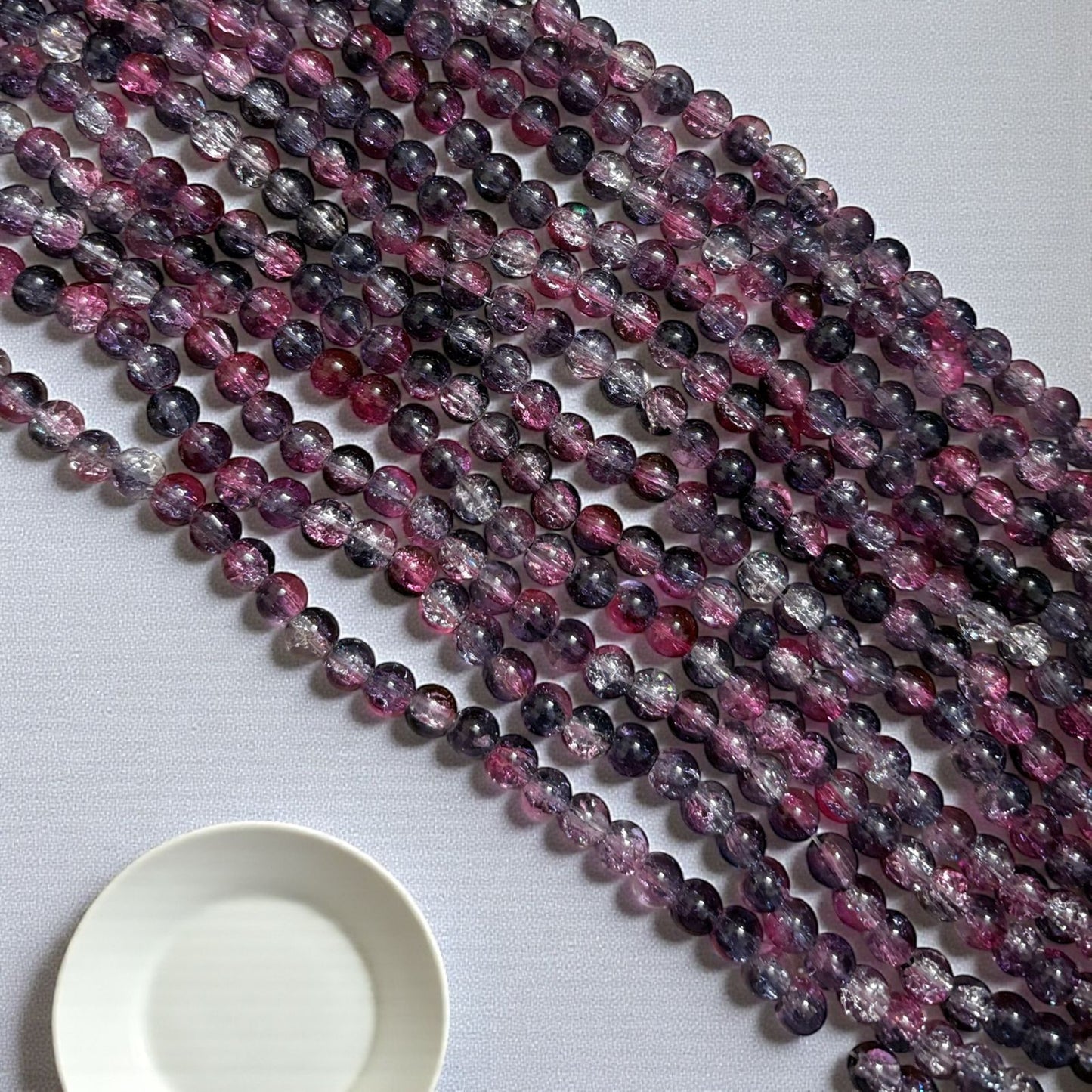 Crackle Beads 8mm - Light Pink & Black