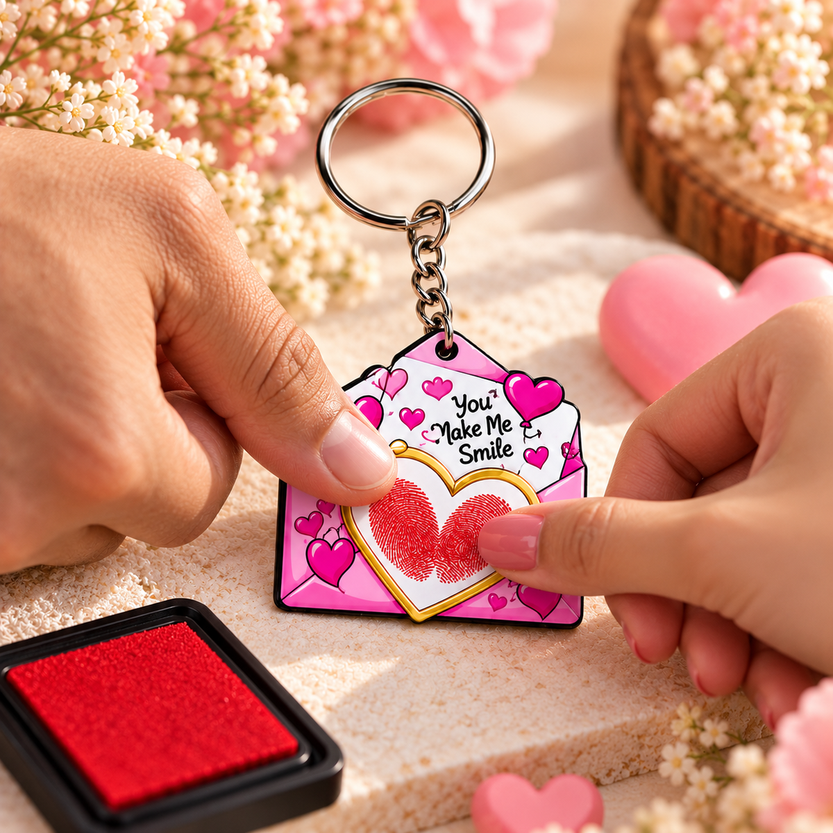 Love Letter MDF Thumbprint Heart Keychain ❤️
