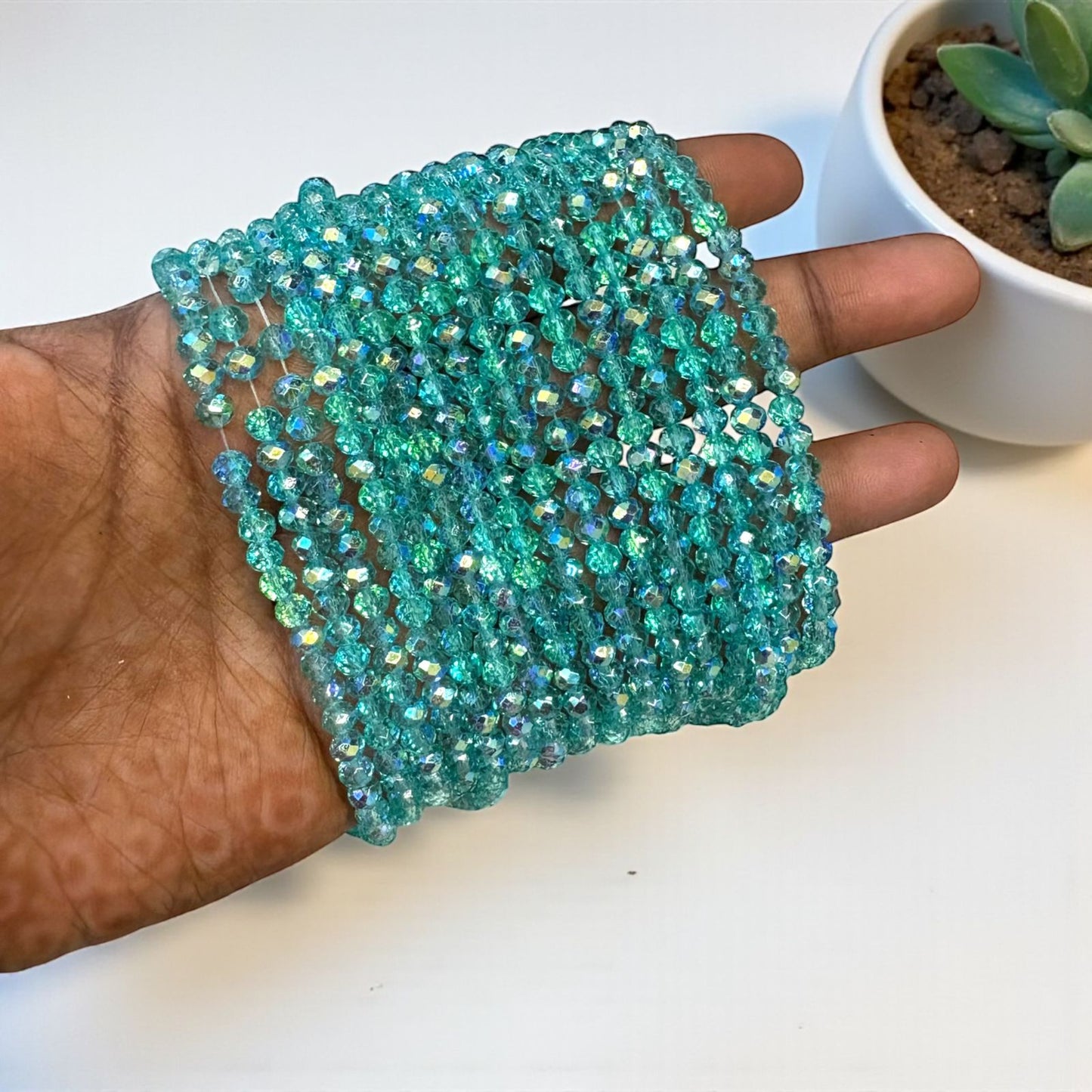 Premium Glitter Crystal Beads 4mm - Blue