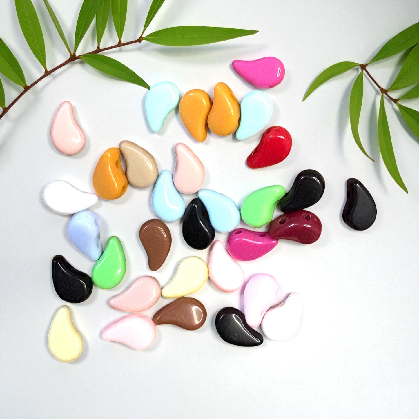 Multicolor Paisley Duo Two Hole Beads (10gms)