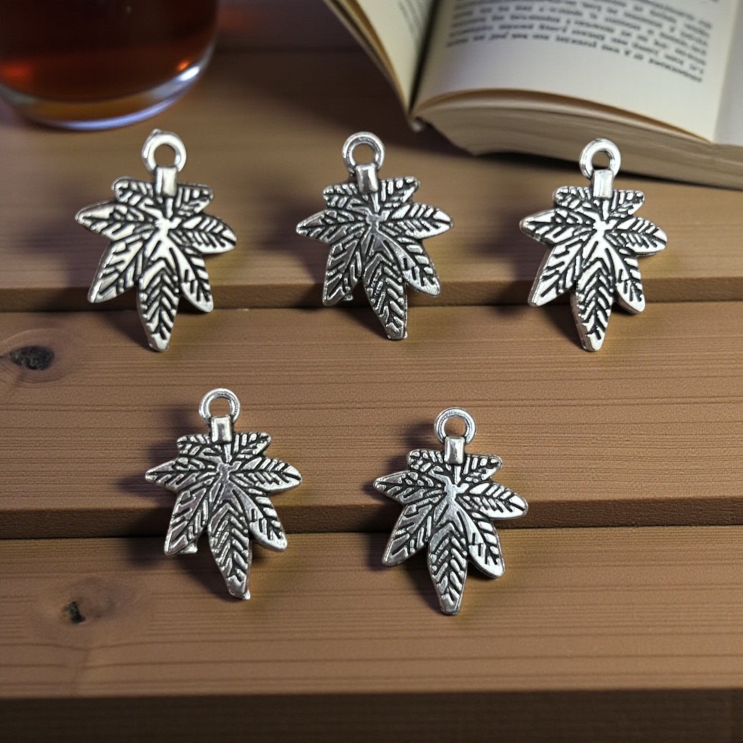 Maple Leaf Metal Charm 3pcs