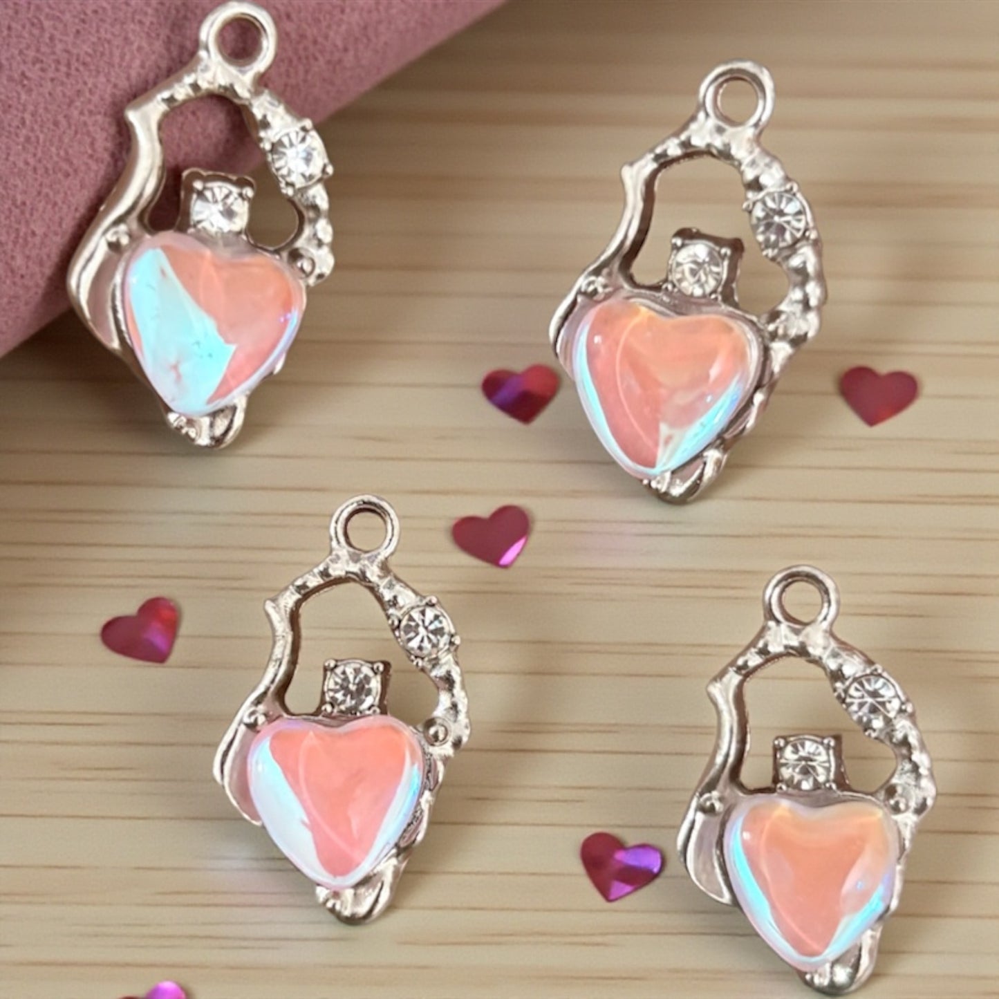 Luxury Heart with Stone Charm 1 Pc