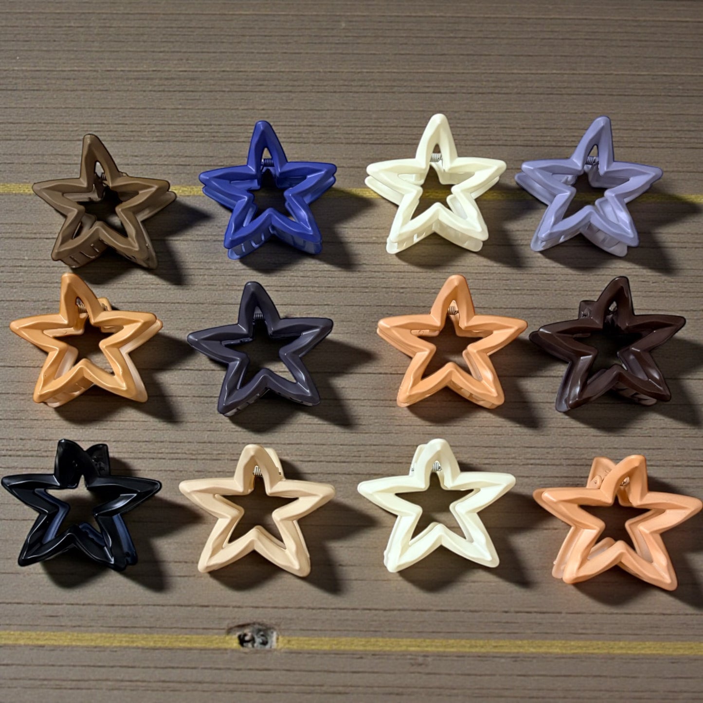 Matte Star Korean Hair Clips (Big) 12 Pcs - JHKC100079