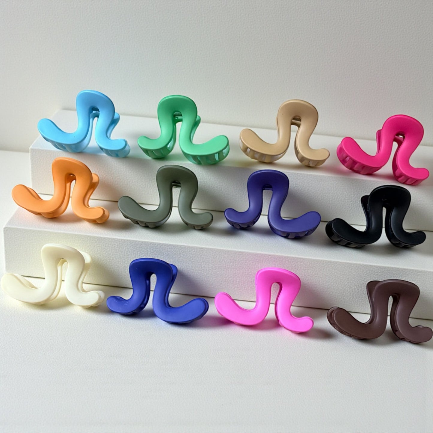 Multicolor Curve Korean Hair Clips (Big) 12 Pcs - JHKC100080