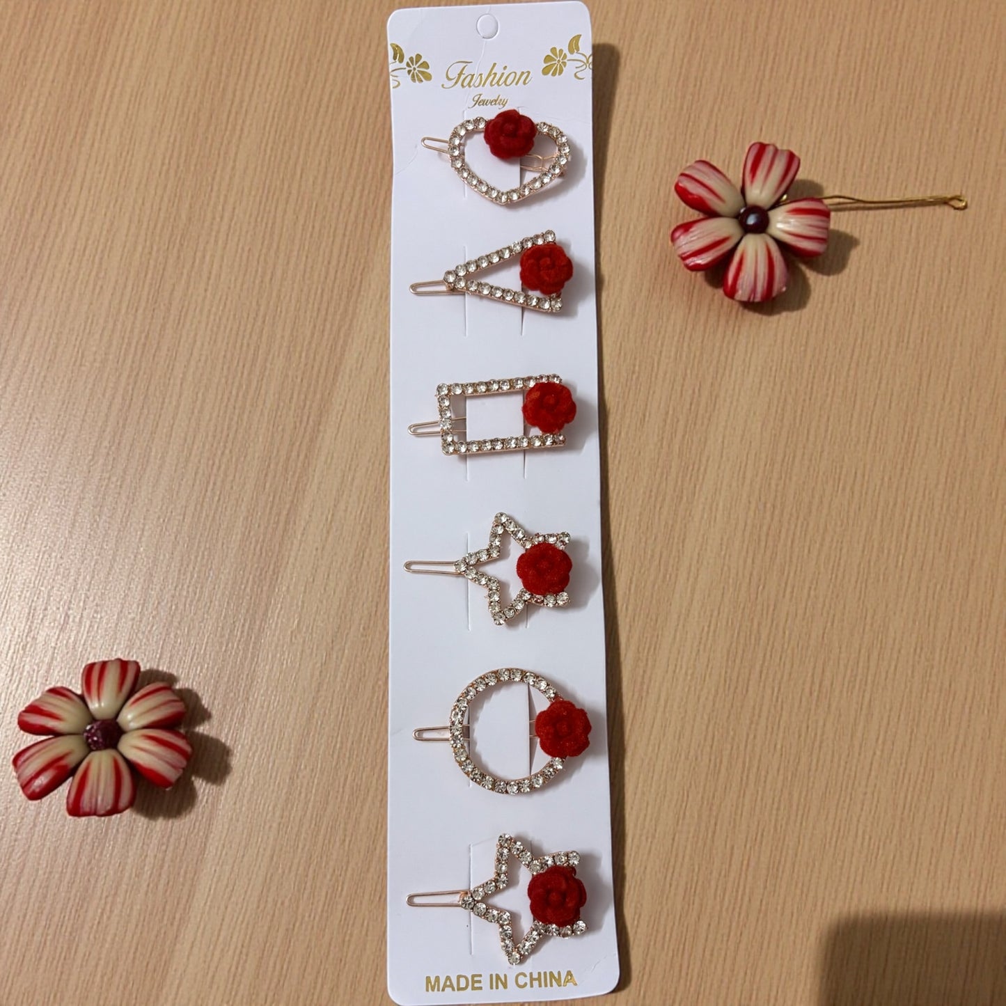 Premium Stone Hair Clips 6 Pcs JHKC100091