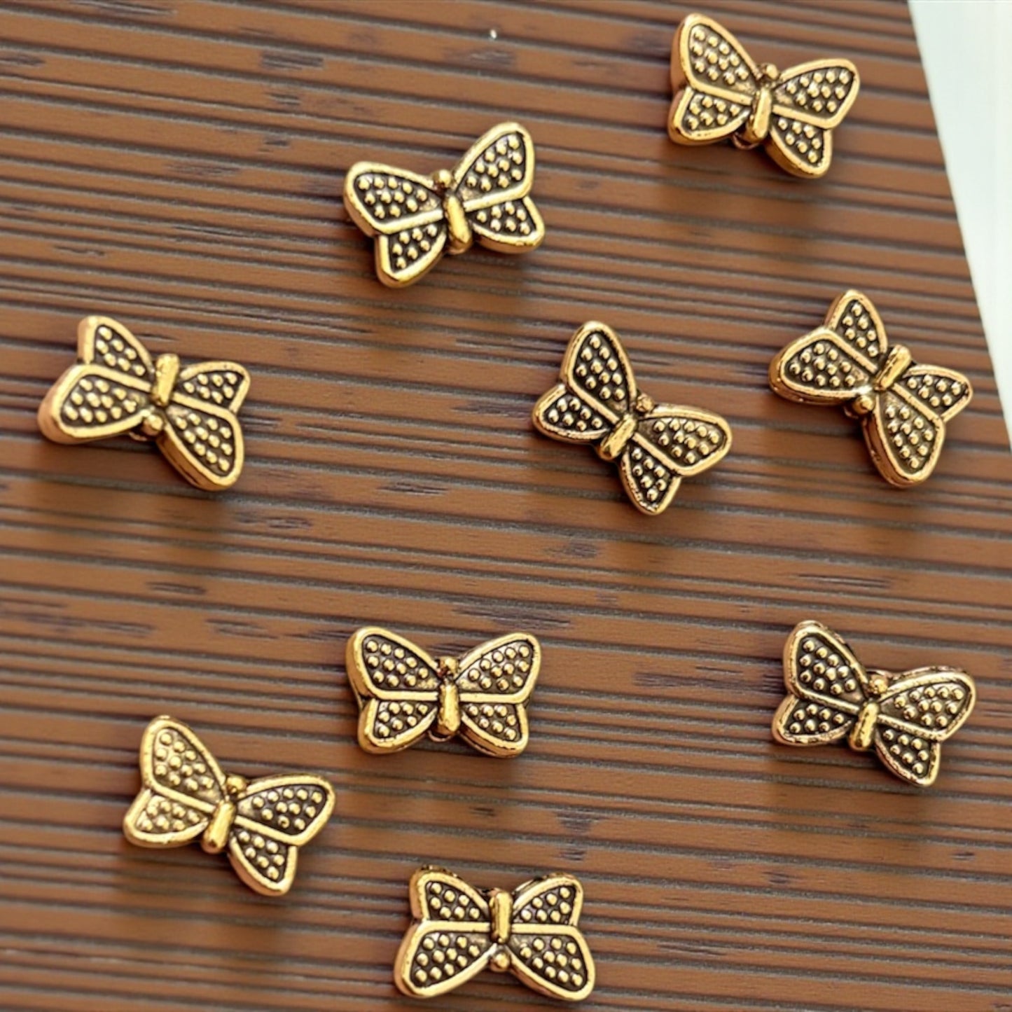 Golden Dotted Butterfly Metal Charms (Pack of 5pcs)