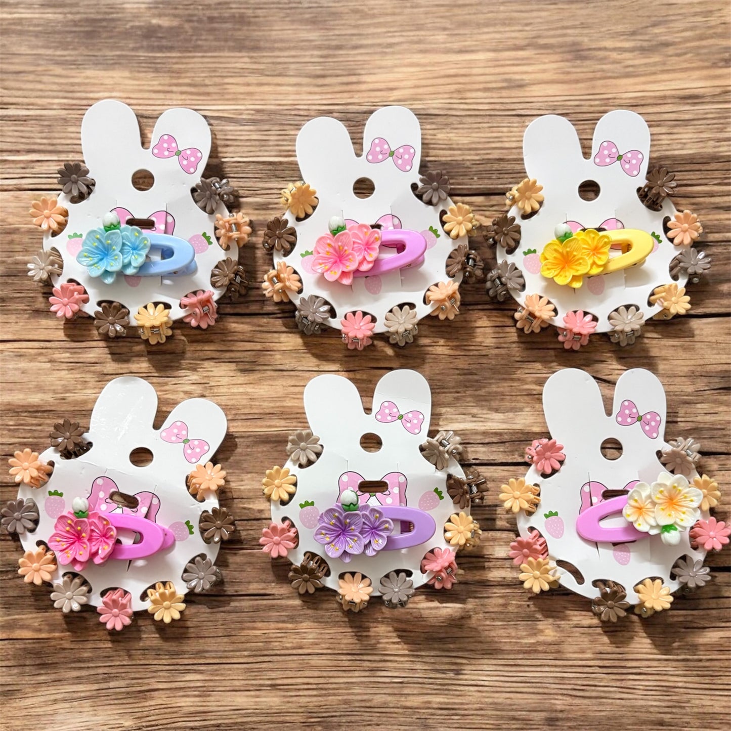 Multicolor Sunflower Korean Clips for Kids (6 Set + 6 Centre Clips) - 66 pcs JHKC100230
