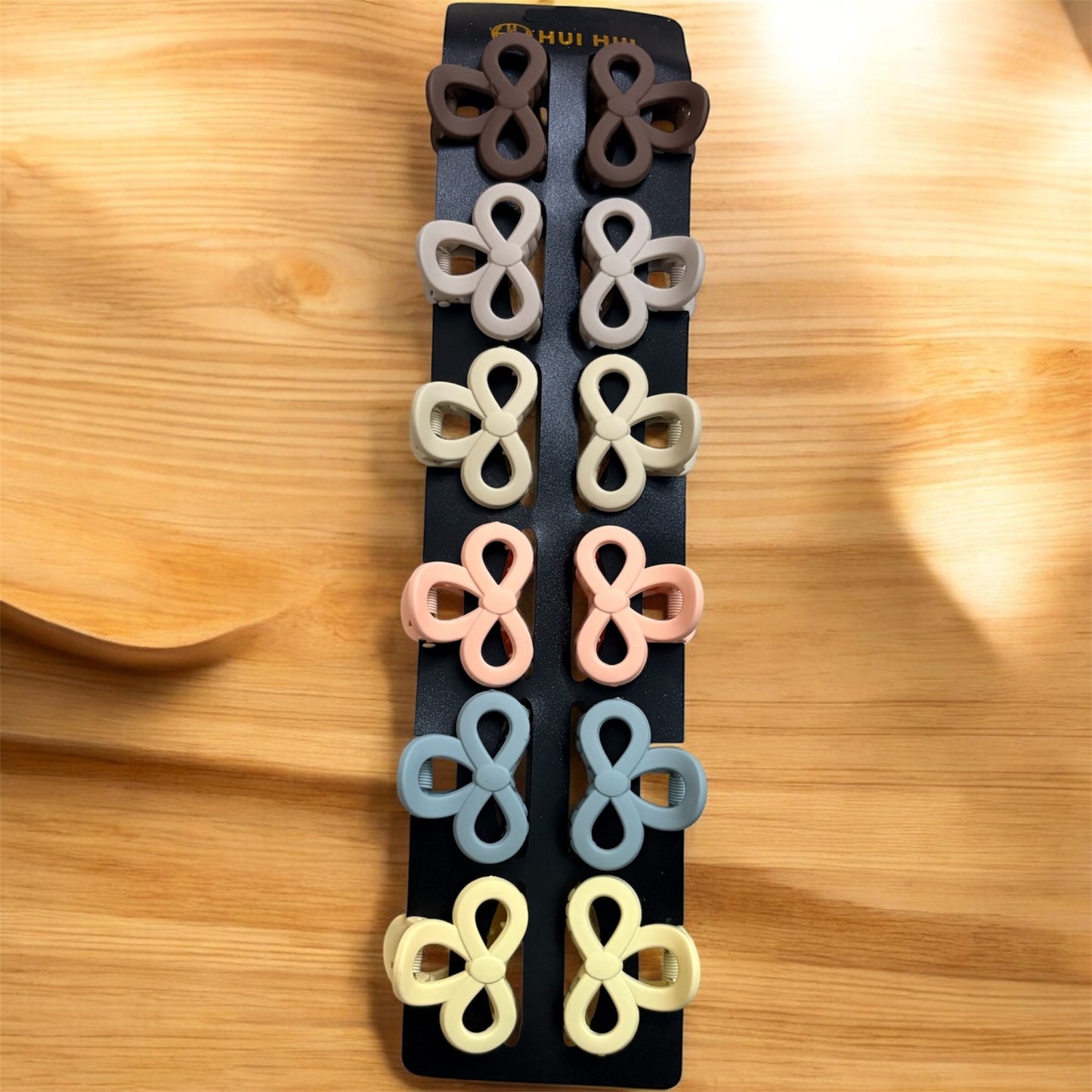 Matte Finish Bow Korean Hair Clips (Pack of 12 pcs) JHKC100270 (Medium)