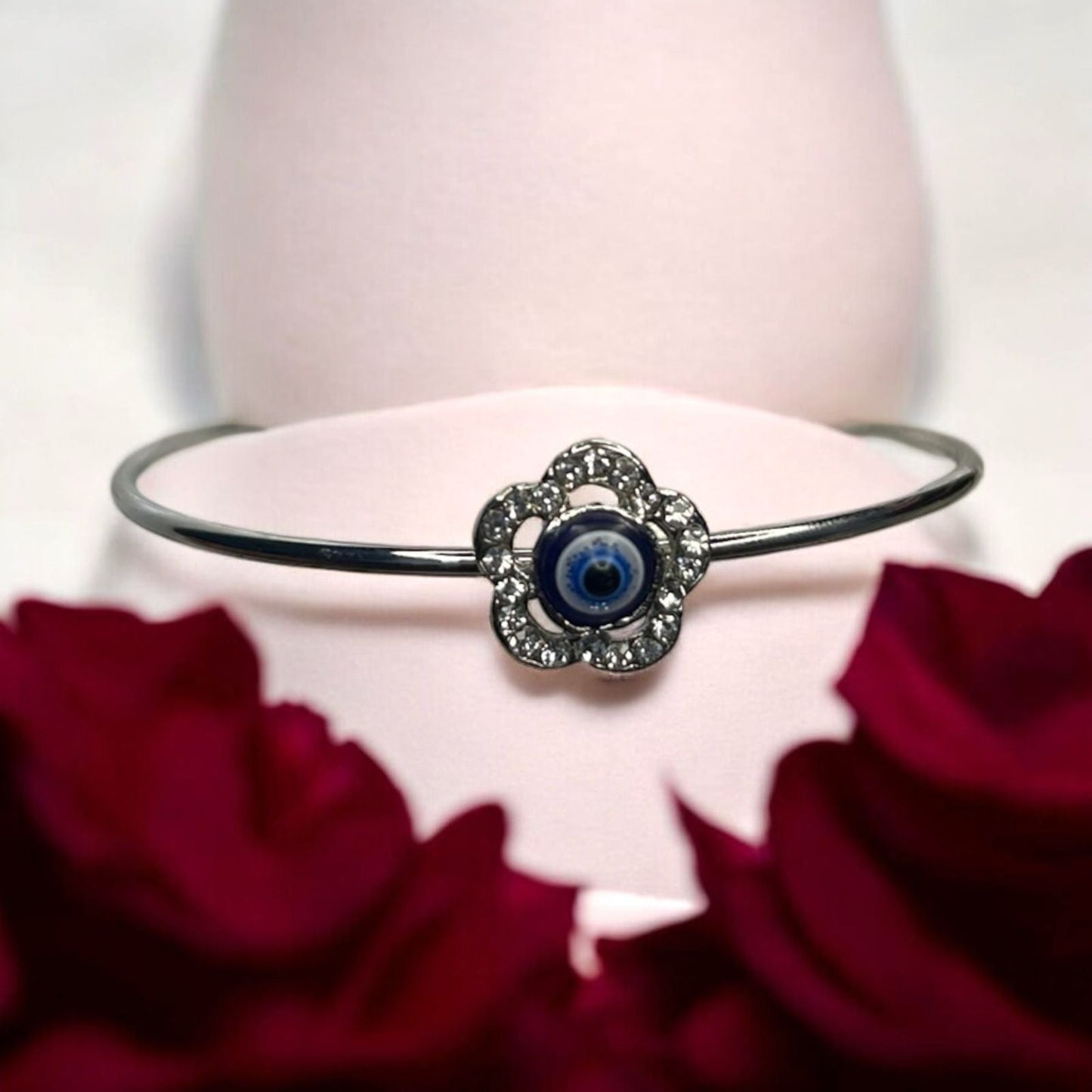 Silver Plated Fancy Evil Eye Stone Bracelet #4