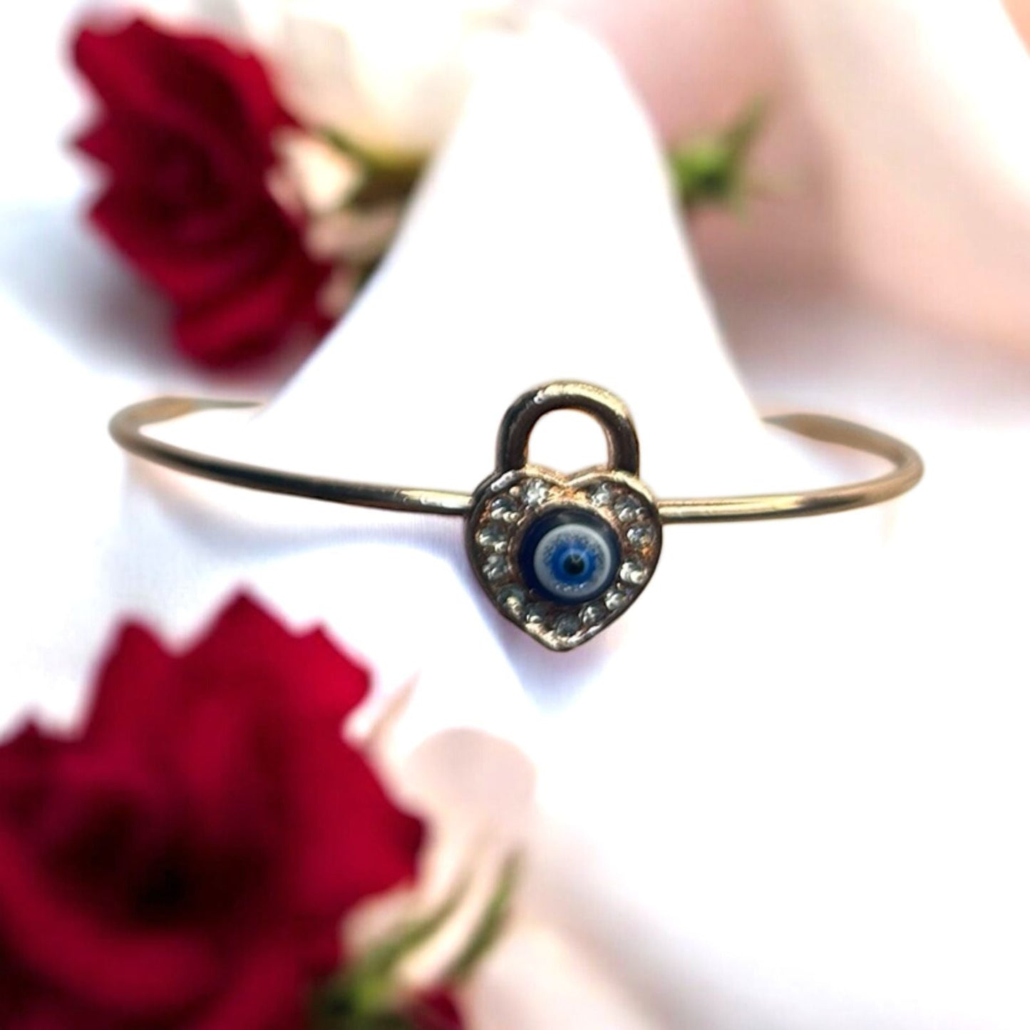 Rose Gold Plated Fancy Evil Eye Stone Bracelet #4