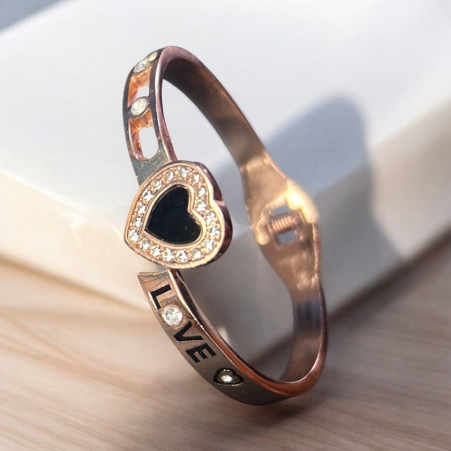 Trending Rose Gold Plated Cuff Bracelet - Love