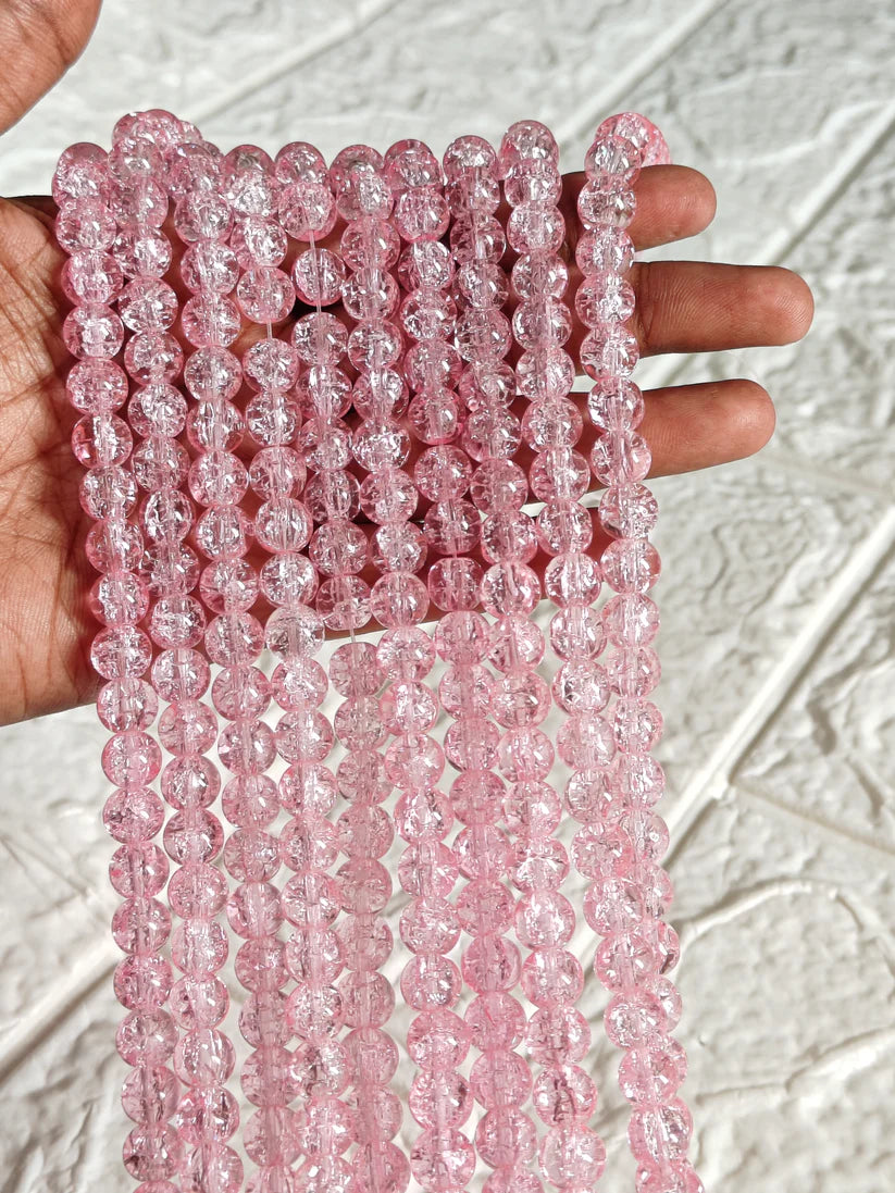 Crackle Beads 8mm - Light Pink