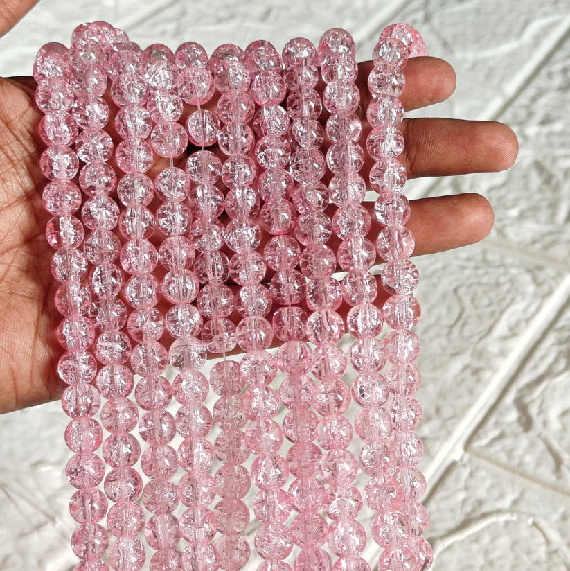Crackle Beads 8mm - Light Pink