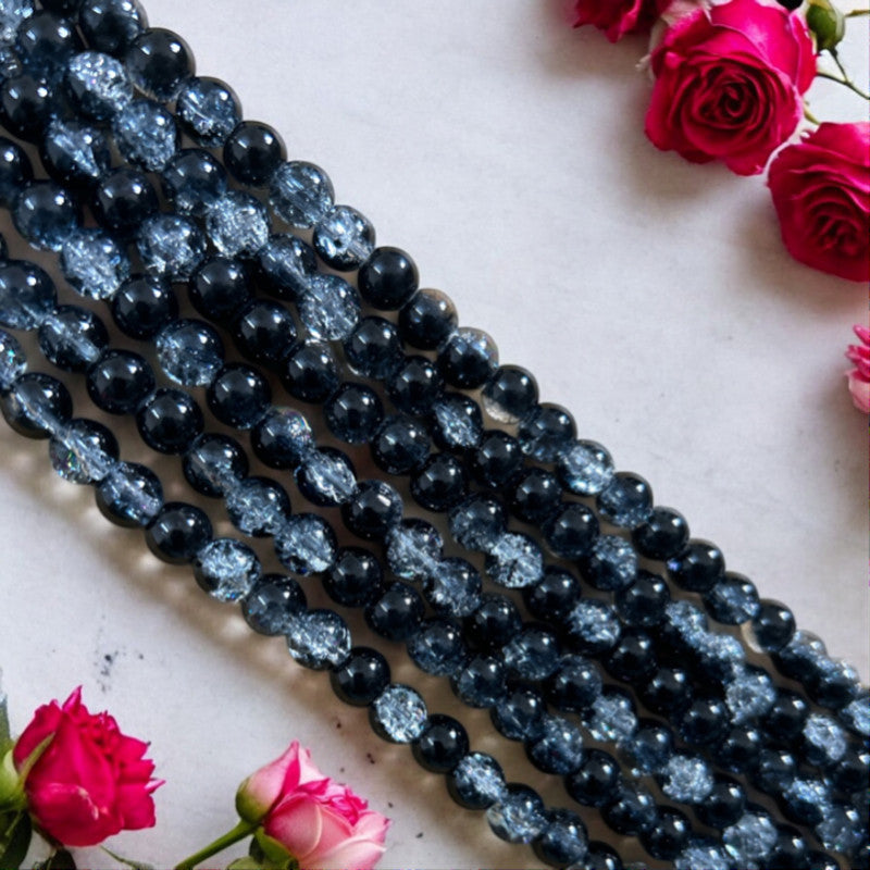 Crackle Beads 8mm - Black & White