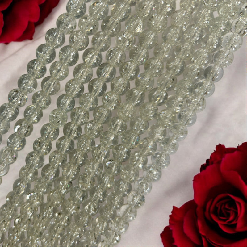 Crackle Beads 8mm - White Crackle