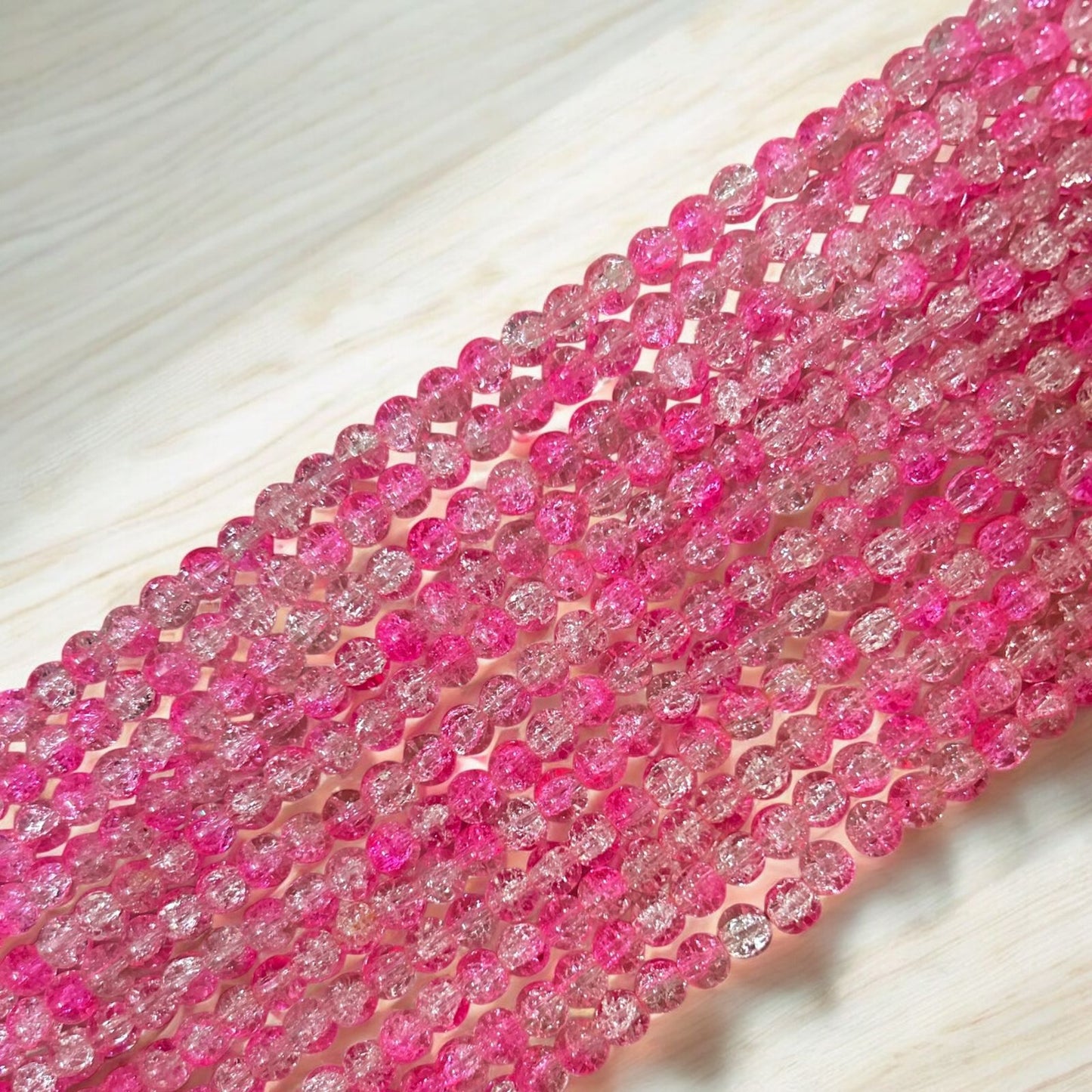 Crackle Beads 8mm - Pink & White