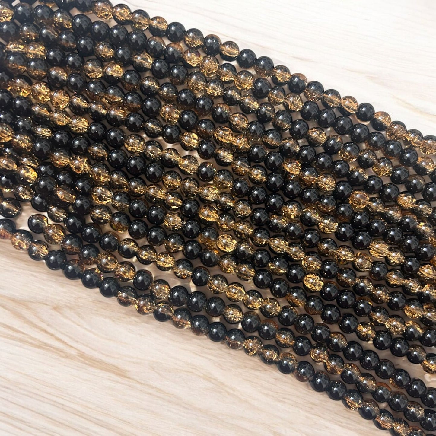 Crackle Beads 8mm - Yellow & Black