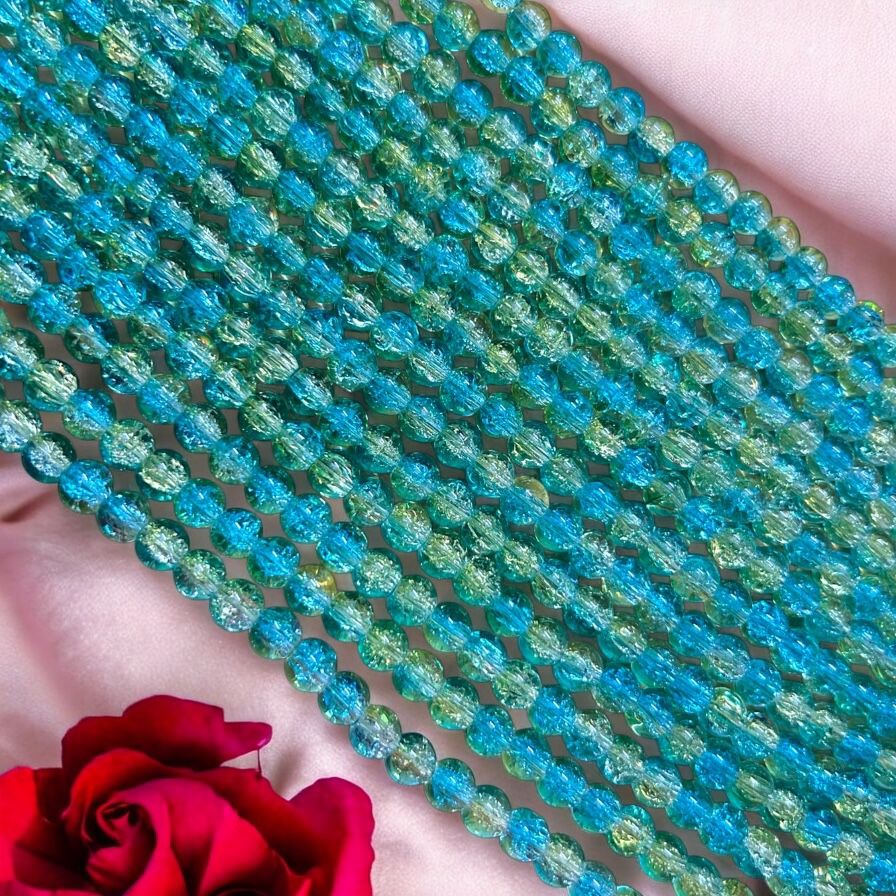 Crackle Beads 8mm - Sea Blue & Yellow