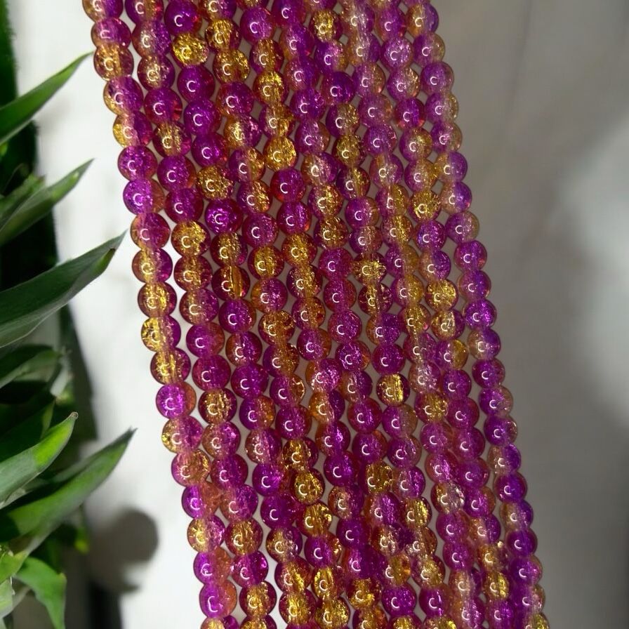 Crackle Beads 8mm - Magenta & Yellow