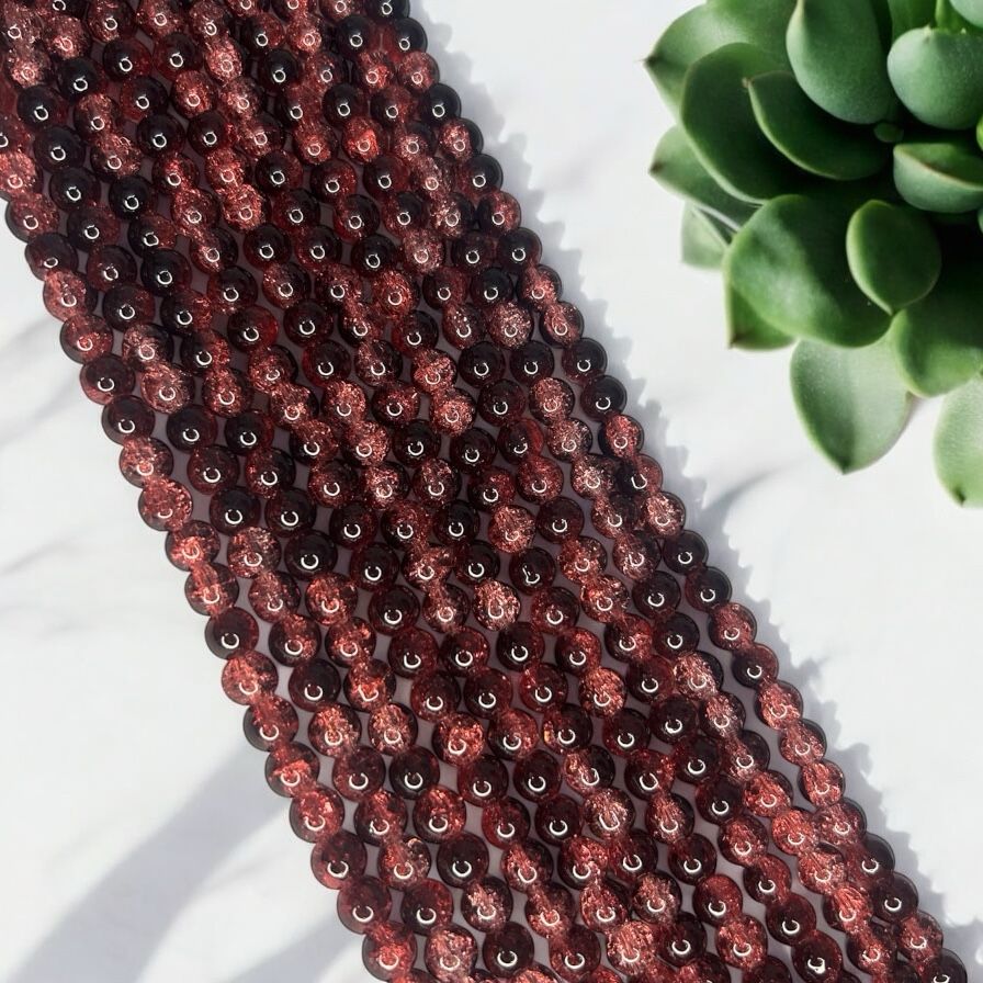 Crackle Beads 8mm - Orange & Black