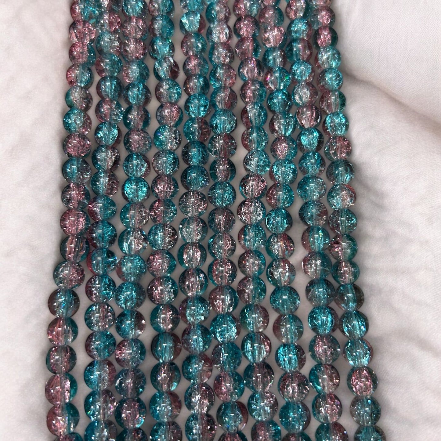 Crackle Beads 8mm - Blue & Light Peach