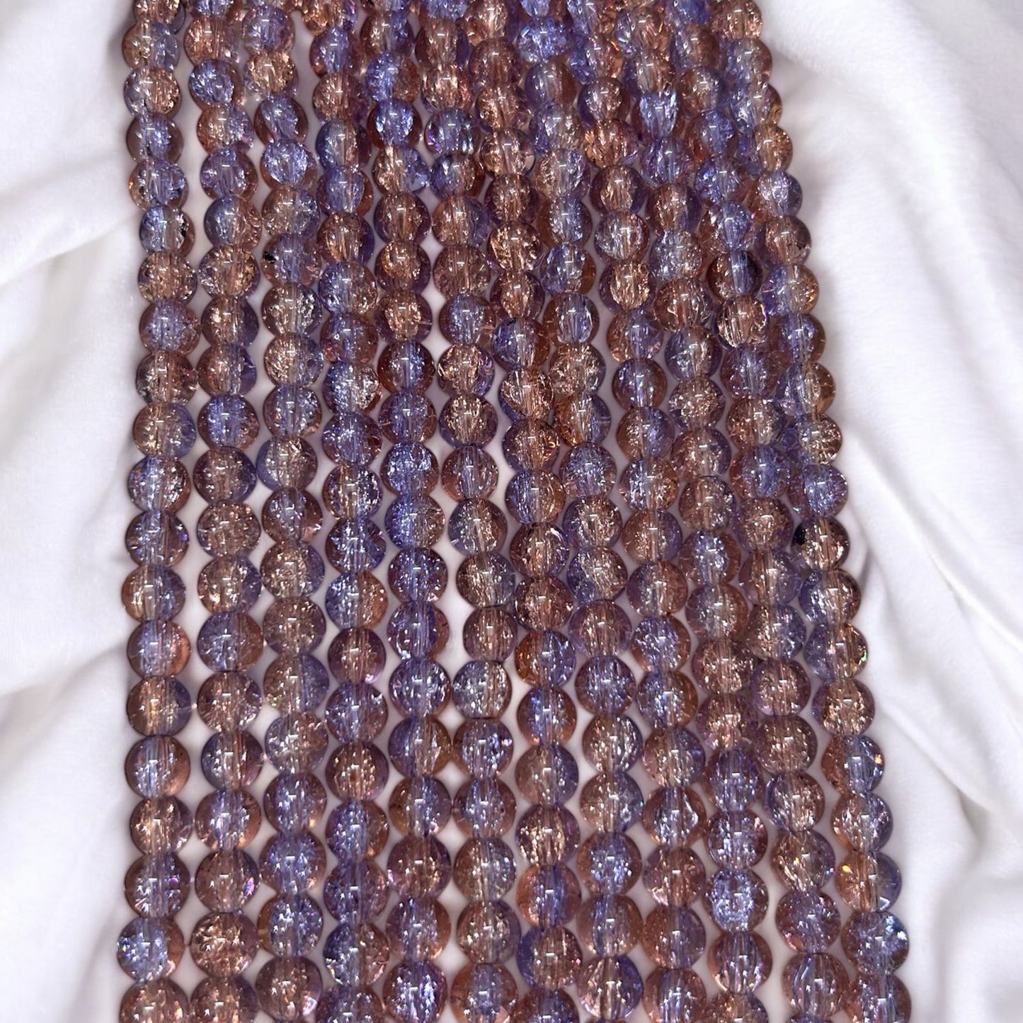 Crackle Beads 8mm - Purple & Light Peach