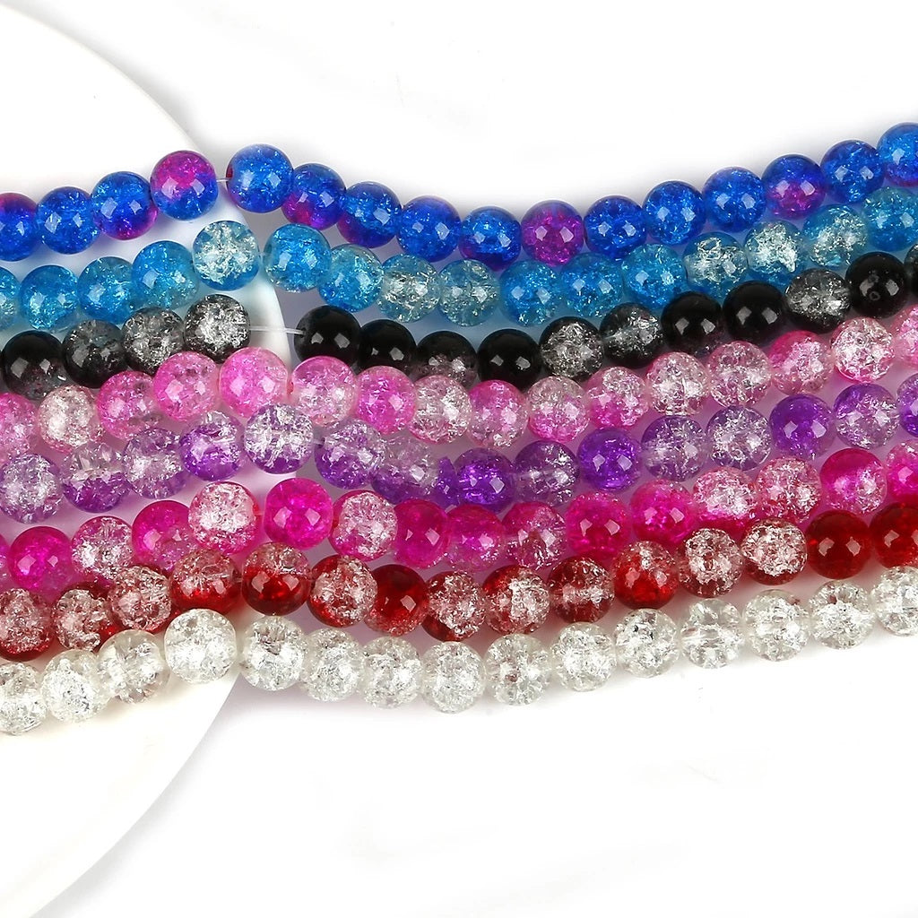 Mixed Color Crackle Beads 8mm Combo (Pack of 50 Strings)