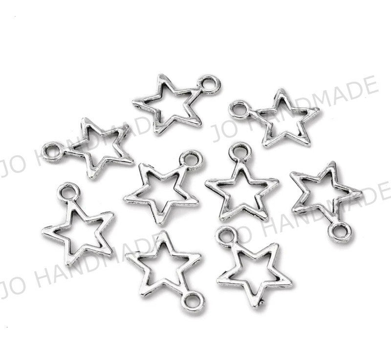 Silver Star Charms (10 pcs)
