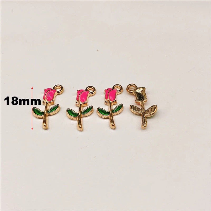 Pink Rose Charm 1Pc