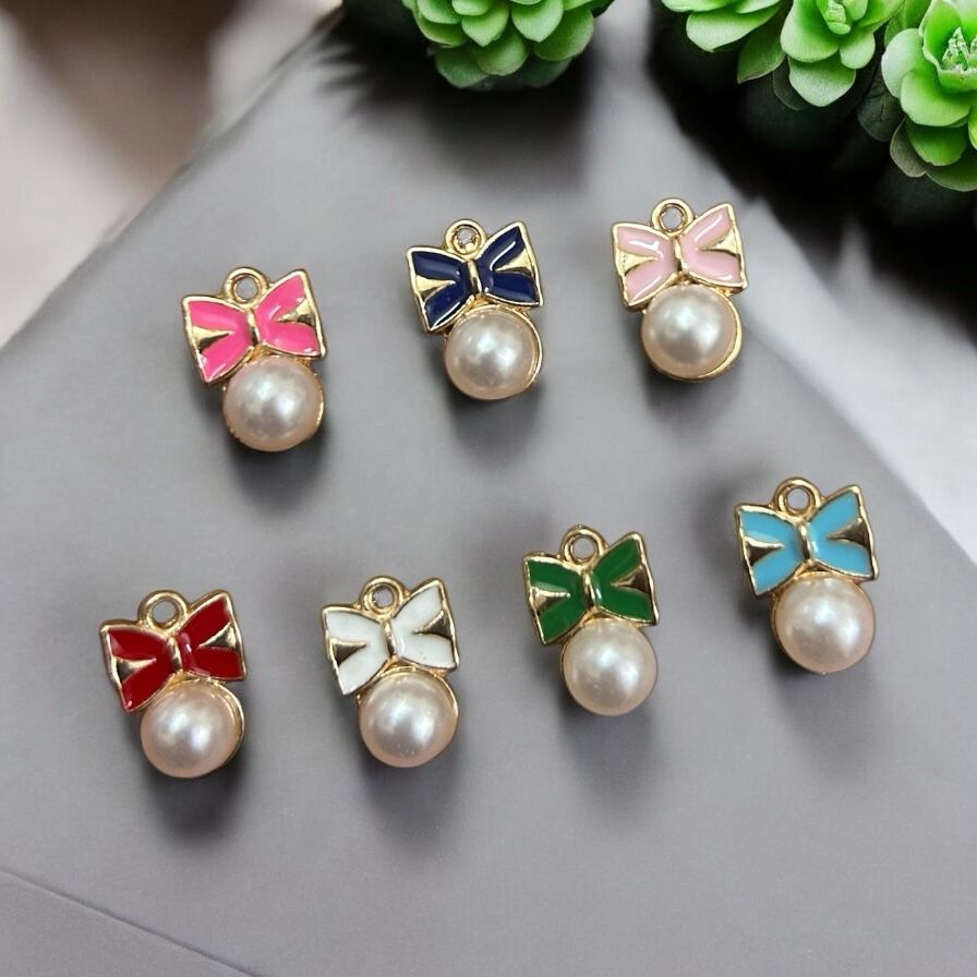 Enamel Pearl Bow Charm