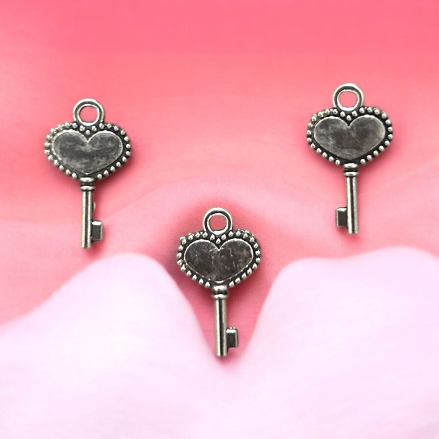 Heart Key Metal Charm