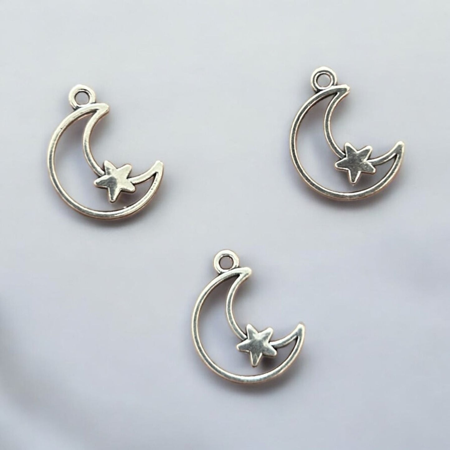 Moon with Star Metal Charm