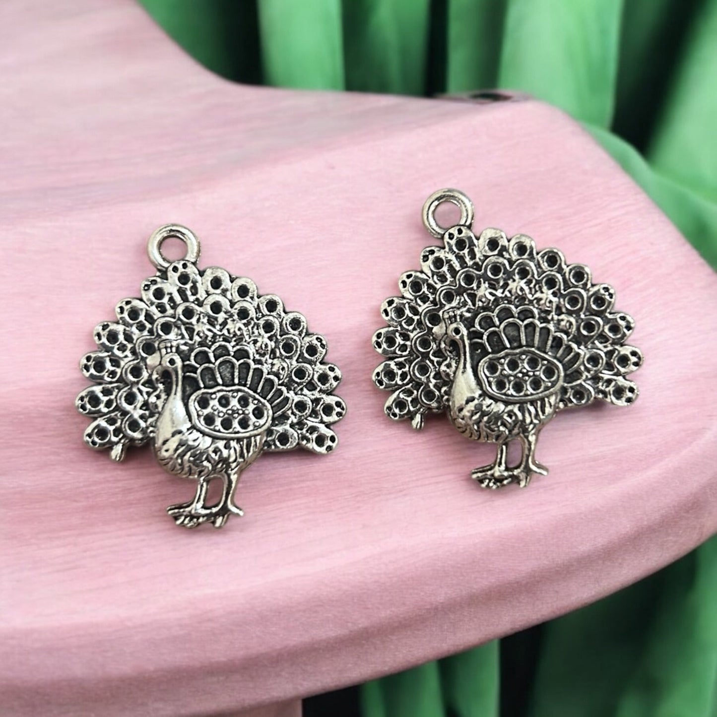 Peacock Metal Oxidised Pendant 1pc