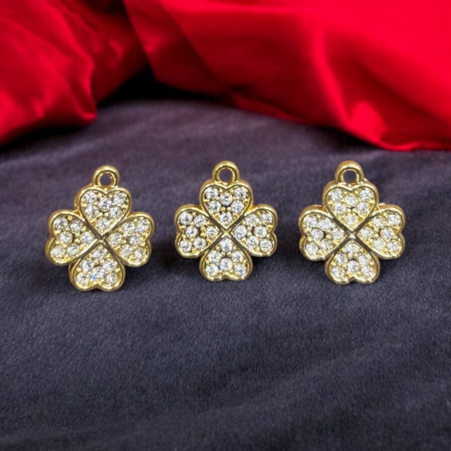 Clover Heart Stone Charm