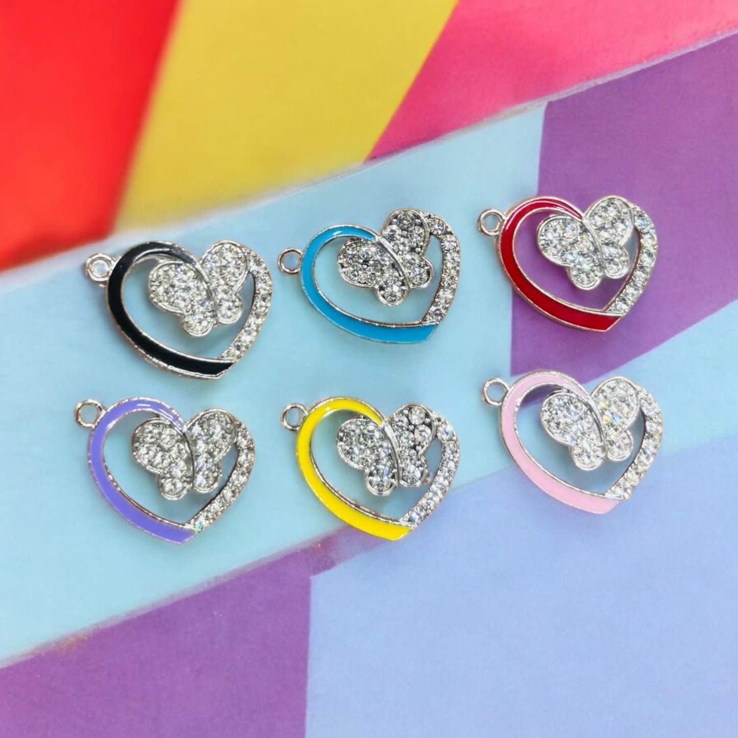 Stylish Heart with Stone butterfly Charm