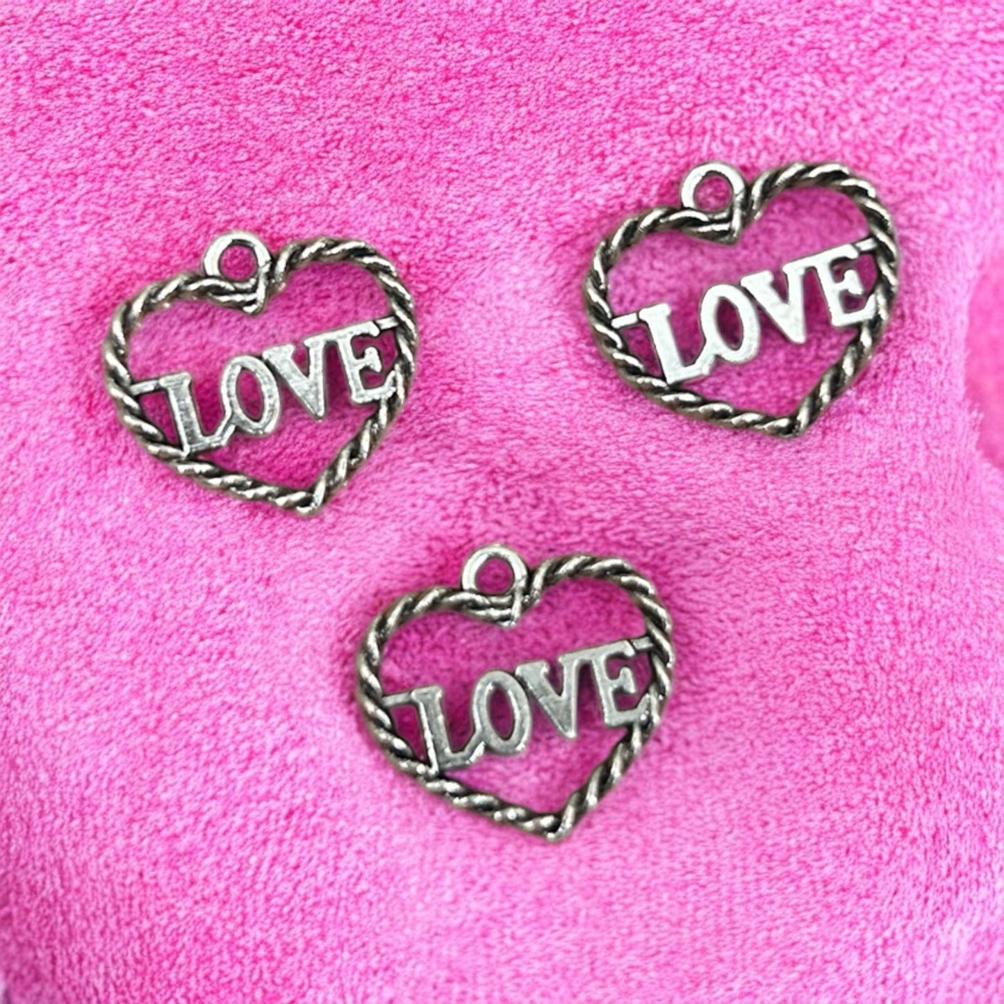 Love Heart Metal Charm (Pack of 3pcs)