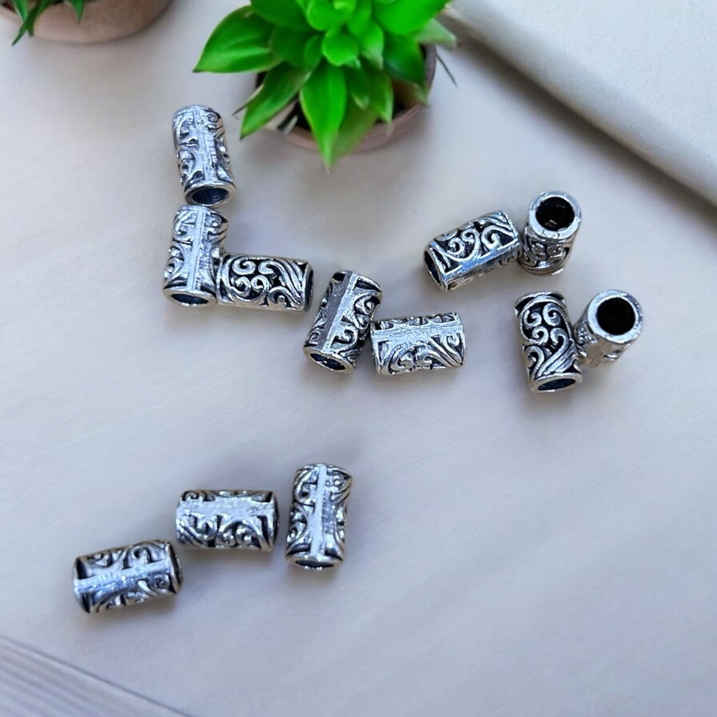 Antique Silver Spacer Beads 3Pcs